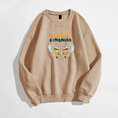 wickedafstore Choose Kindness Butterfly Print Sweatshirt