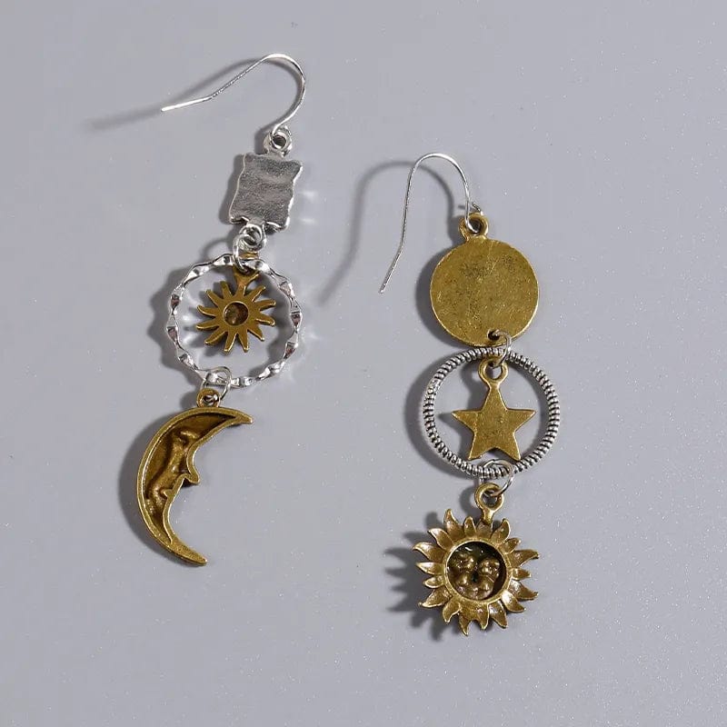 wickedafstore coppery Drop Earrings With Celestial Charms