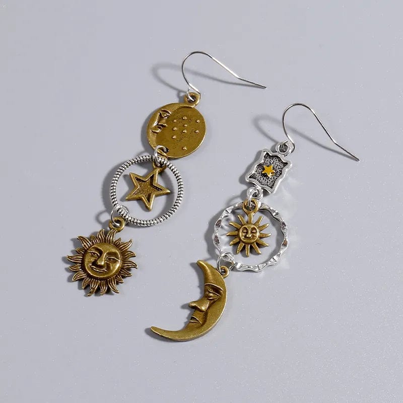 wickedafstore coppery Drop Earrings With Celestial Charms