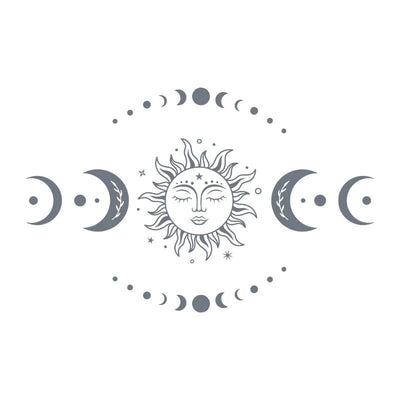 wickedafstore Dark Gary / 56x36 cm Mystical Sun and Moon Wall Decals Magic Celestial Moon Phase Decal for Bedroom Living Room Home Mural Vinyl Sticker Decoration