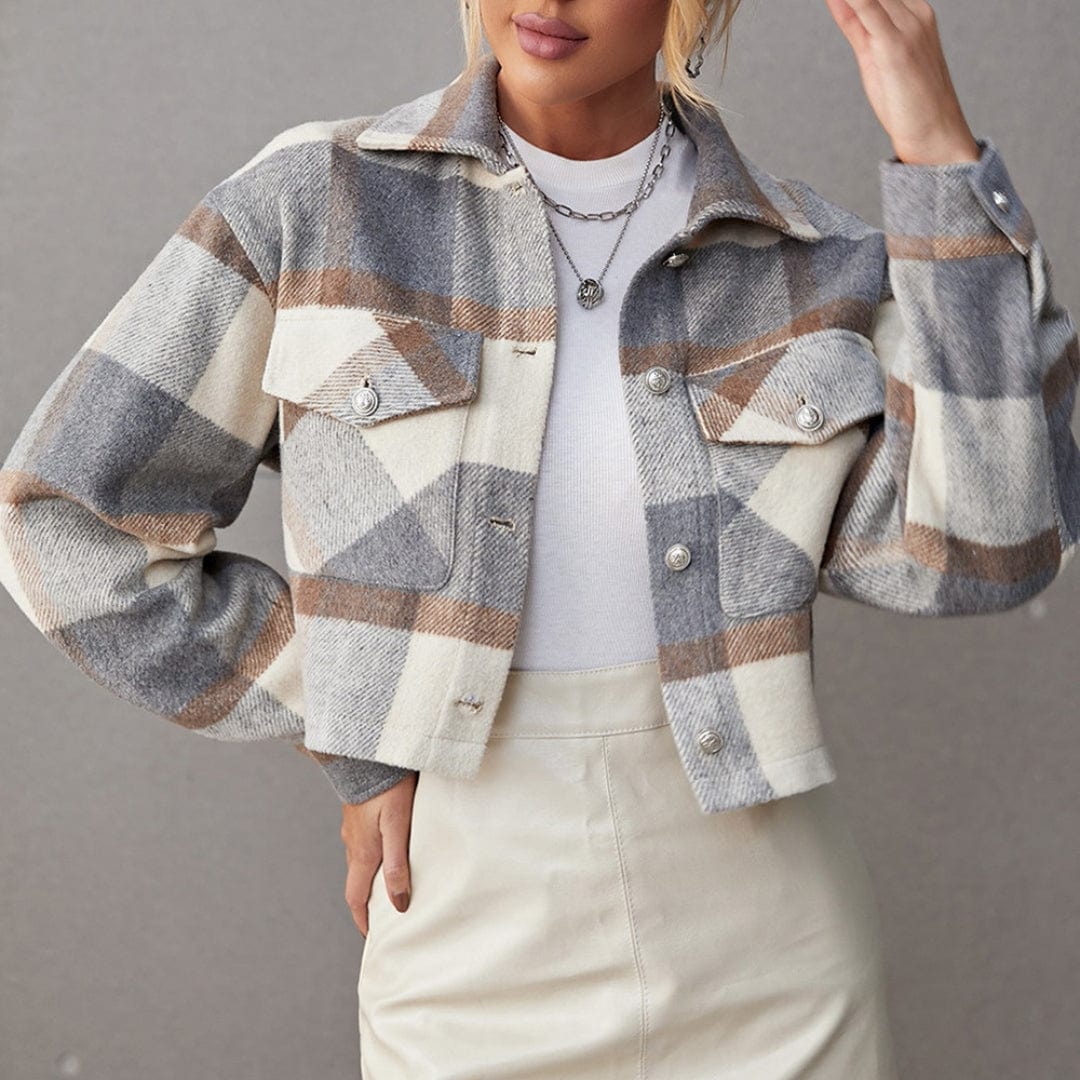 wickedafstore Devaya Plaid Crop Shacket