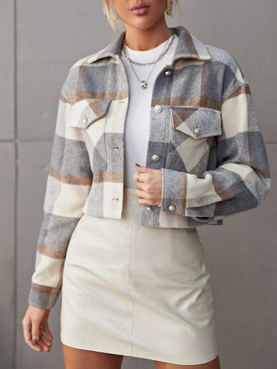 wickedafstore Devaya Plaid Crop Shacket