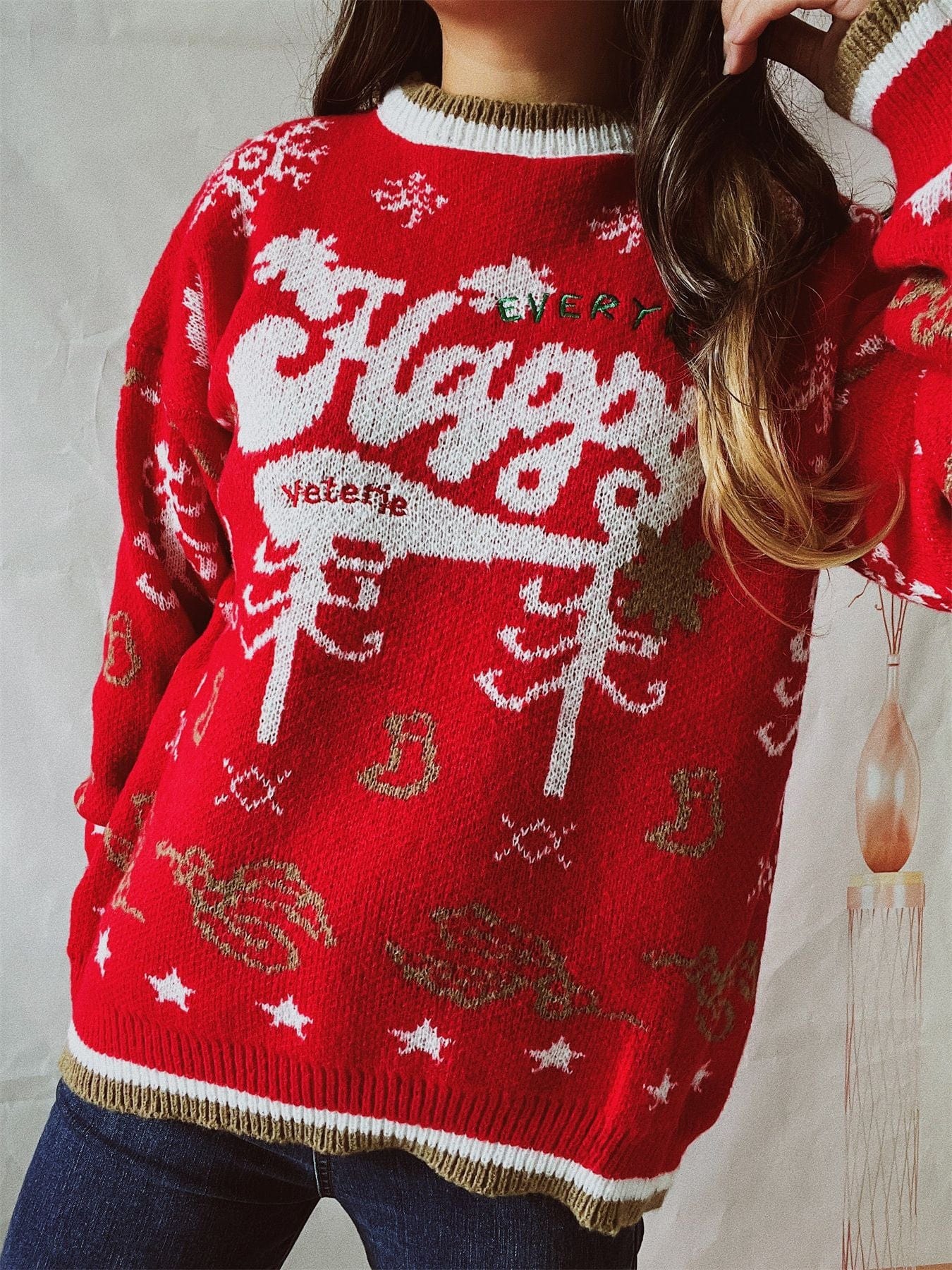 wickedafstore Everyday Happy Christmas Sweater