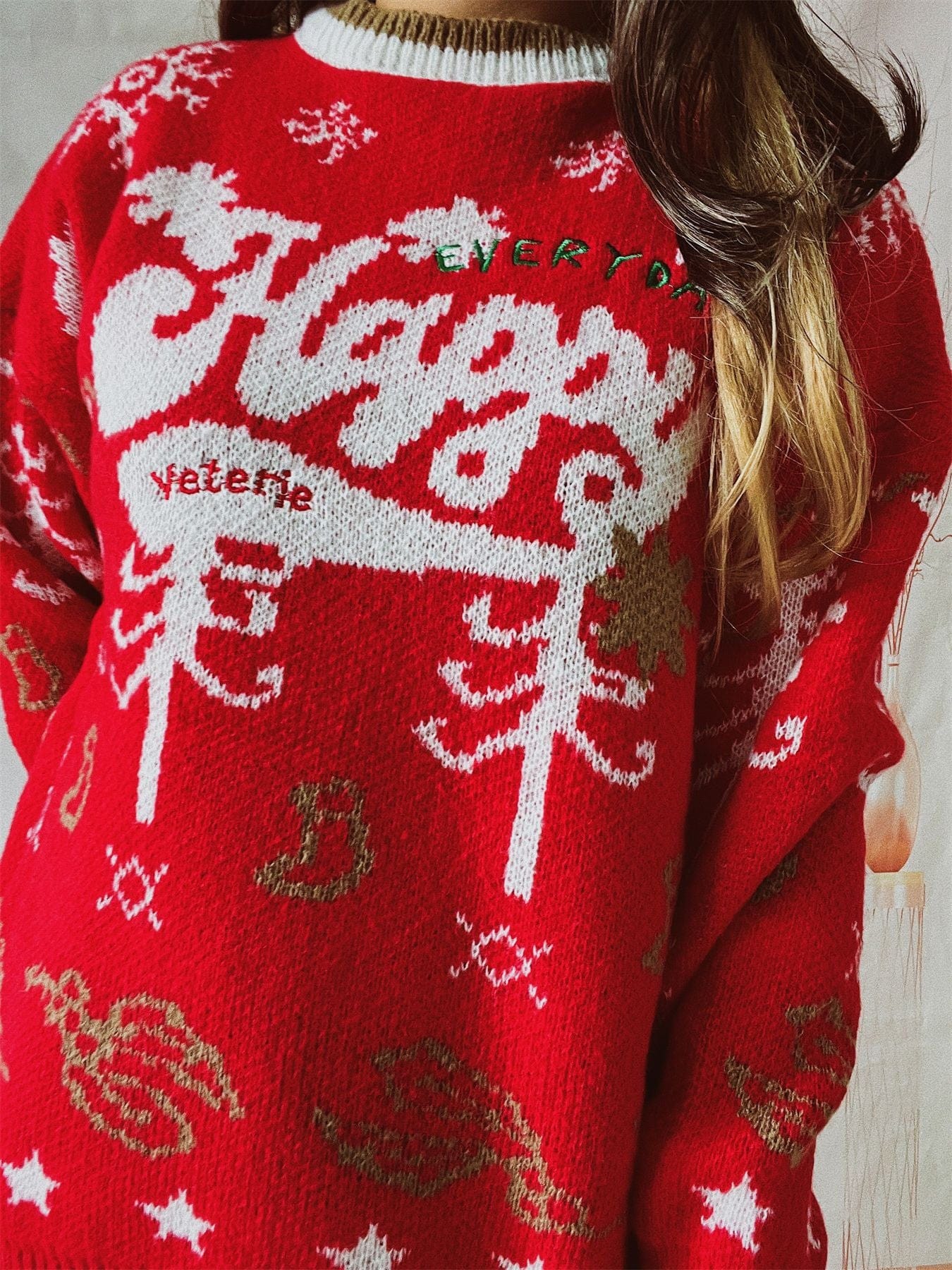 wickedafstore Everyday Happy Christmas Sweater