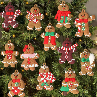 wickedafstore Gingerbread Man Christmas Tree Ornaments 12pcs
