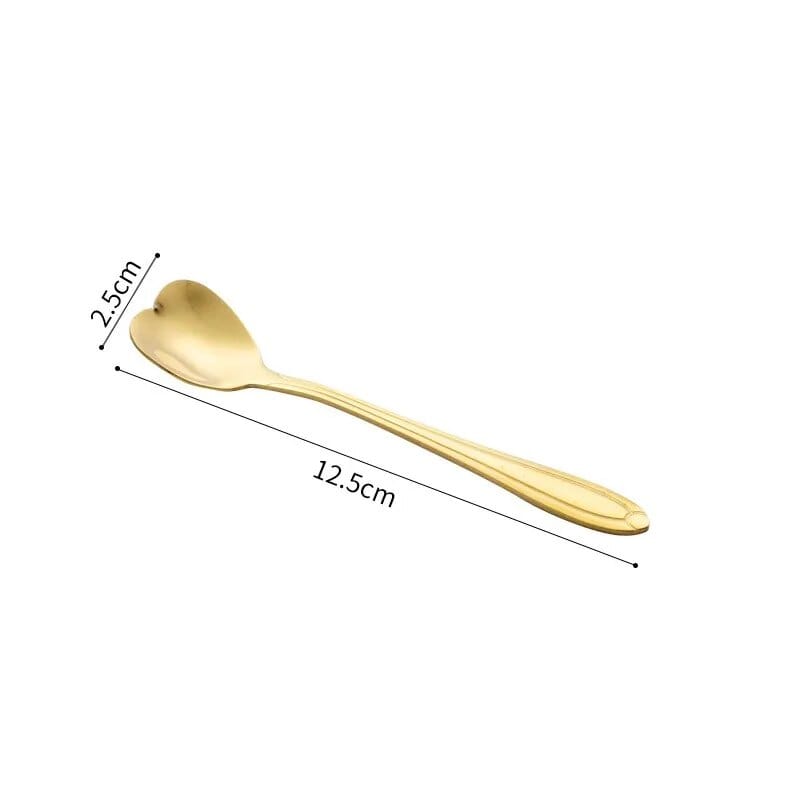 wickedafstore Gold Heart short 1PC Stainless Steel Spoon Cherry Rose Gold Silver Scoop Coffee Spoon Christmas Gifts Kitchen Accessories Tableware Decoration