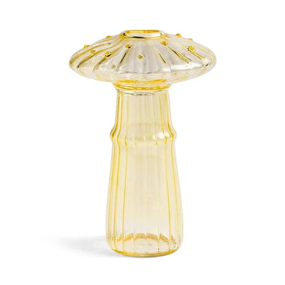 wickedafstore gold Transparent Jelly Color Mushroom Glass Vase Aromatherapy Bottle Home Small Vase Hydroponic Flower Pot Simple Table Decoration