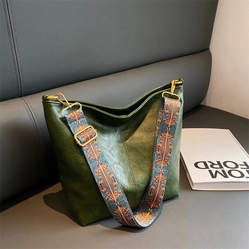wickedafstore Green / 33x12x26cm IKE MARTI Women Vintage Crossbody Bag Geometric Strap Hobo Bag 2023 Large Capacity Shoulder Bag for Work & School Handbag