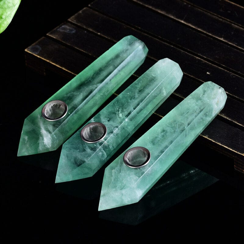wickedafstore Green Fluorite Crystal Pipe