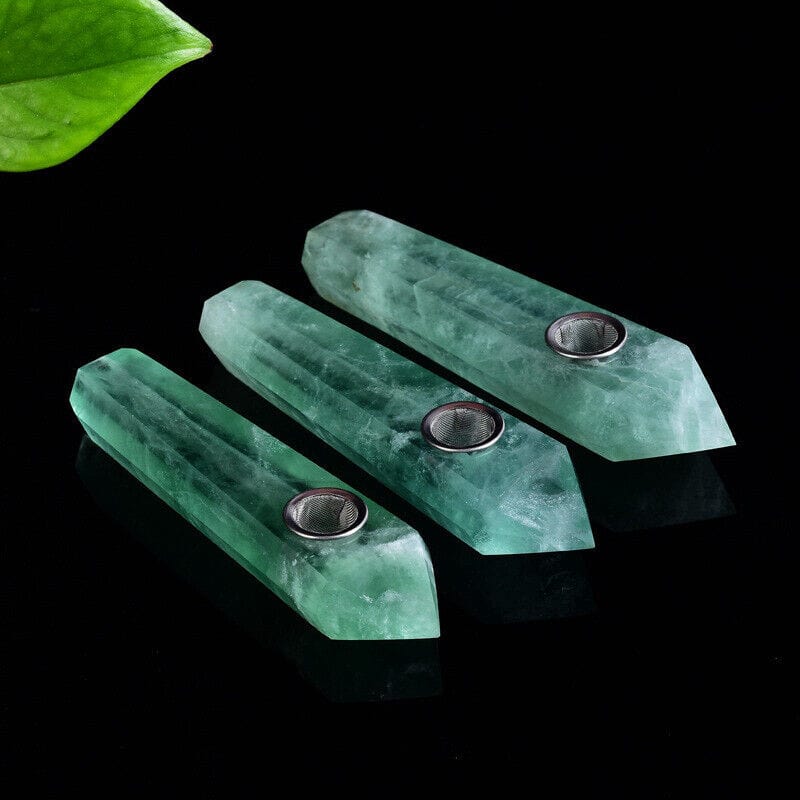 wickedafstore Green Fluorite Crystal Pipe