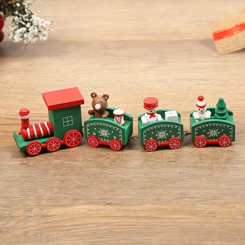 wickedafstore Green Wooden Christmas Train Decoration