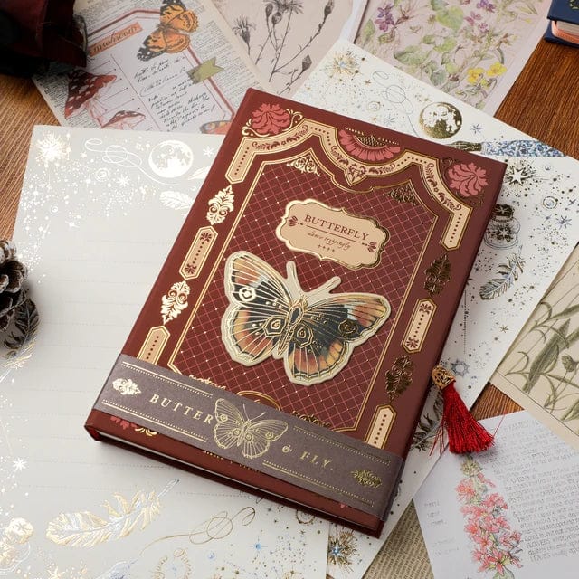 wickedafstore H / 11.6x16.5cm Retro Gothic Notebook Colorful Inner Pages Diary Exquisite Ledger Book For Girls Simple Ins Style Ledger Book Writing Supplies