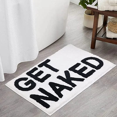 wickedafstore Inyahome Get Naked Bath Mat Bathroom Rugs for Bathtub Mat Cute Bath Rugs for Apartment Decor Tufted Gray and White Shower Mat