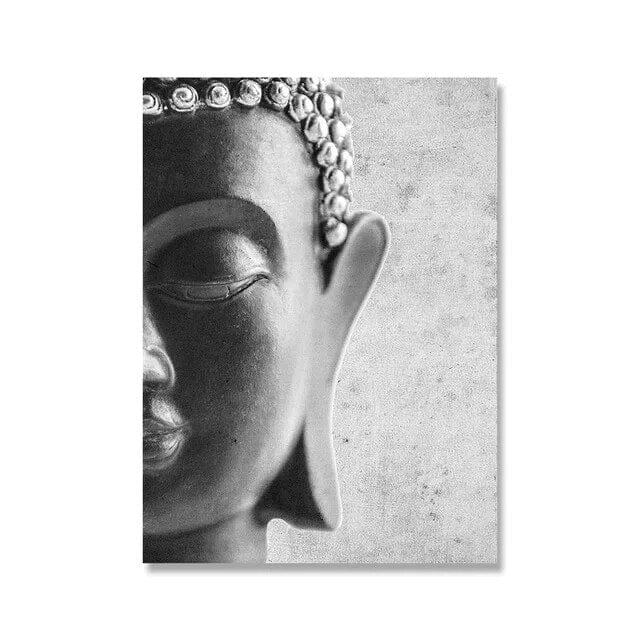 wickedafstore JM1154-B / 20X30cm Unframed Zen Buddha Head Statue Canvas Painting Motivational Quostes Posters and Prints Wall Art Pictures for Living Room Home Decoration