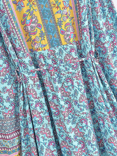 wickedafstore Juniper Floral Maxi Dress In Blue
