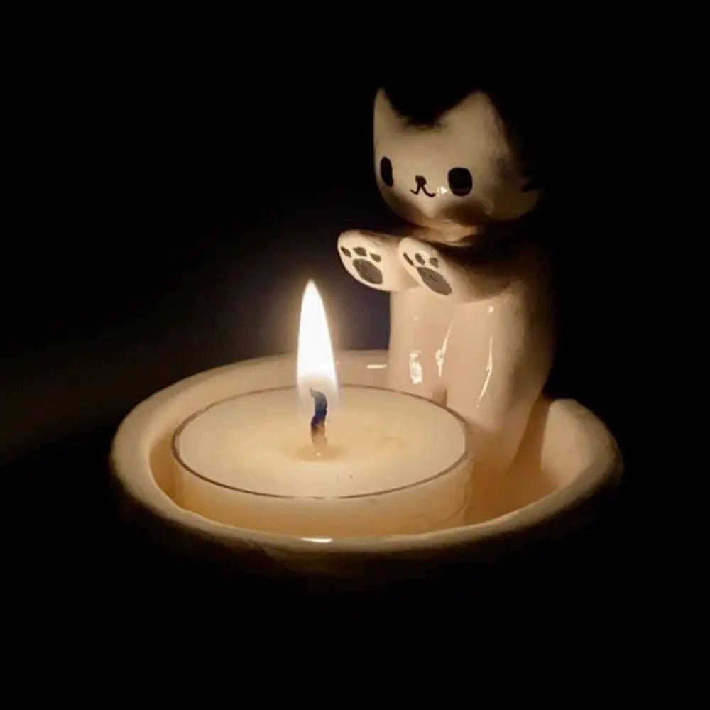 wickedafstore Kitten Candle Holder