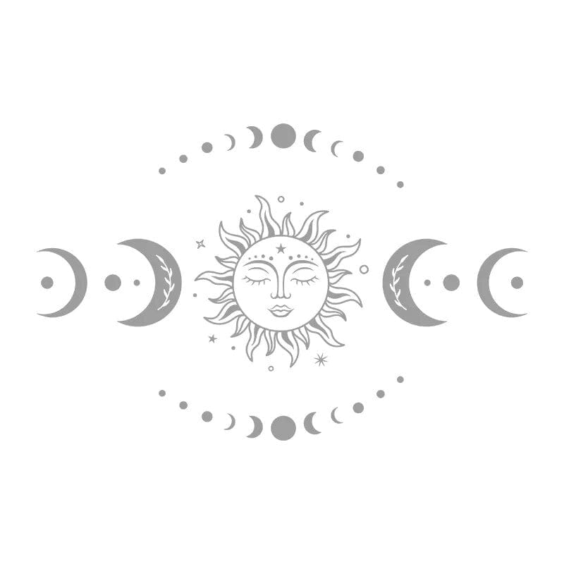 wickedafstore Light Gray / 56x36 cm Mystical Sun and Moon Wall Decals Magic Celestial Moon Phase Decal for Bedroom Living Room Home Mural Vinyl Sticker Decoration