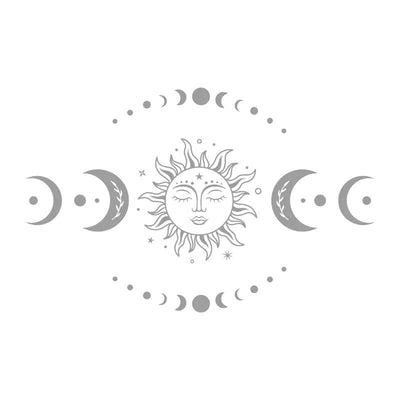 wickedafstore Light Gray / 56x36 cm Mystical Sun and Moon Wall Decals Magic Celestial Moon Phase Decal for Bedroom Living Room Home Mural Vinyl Sticker Decoration