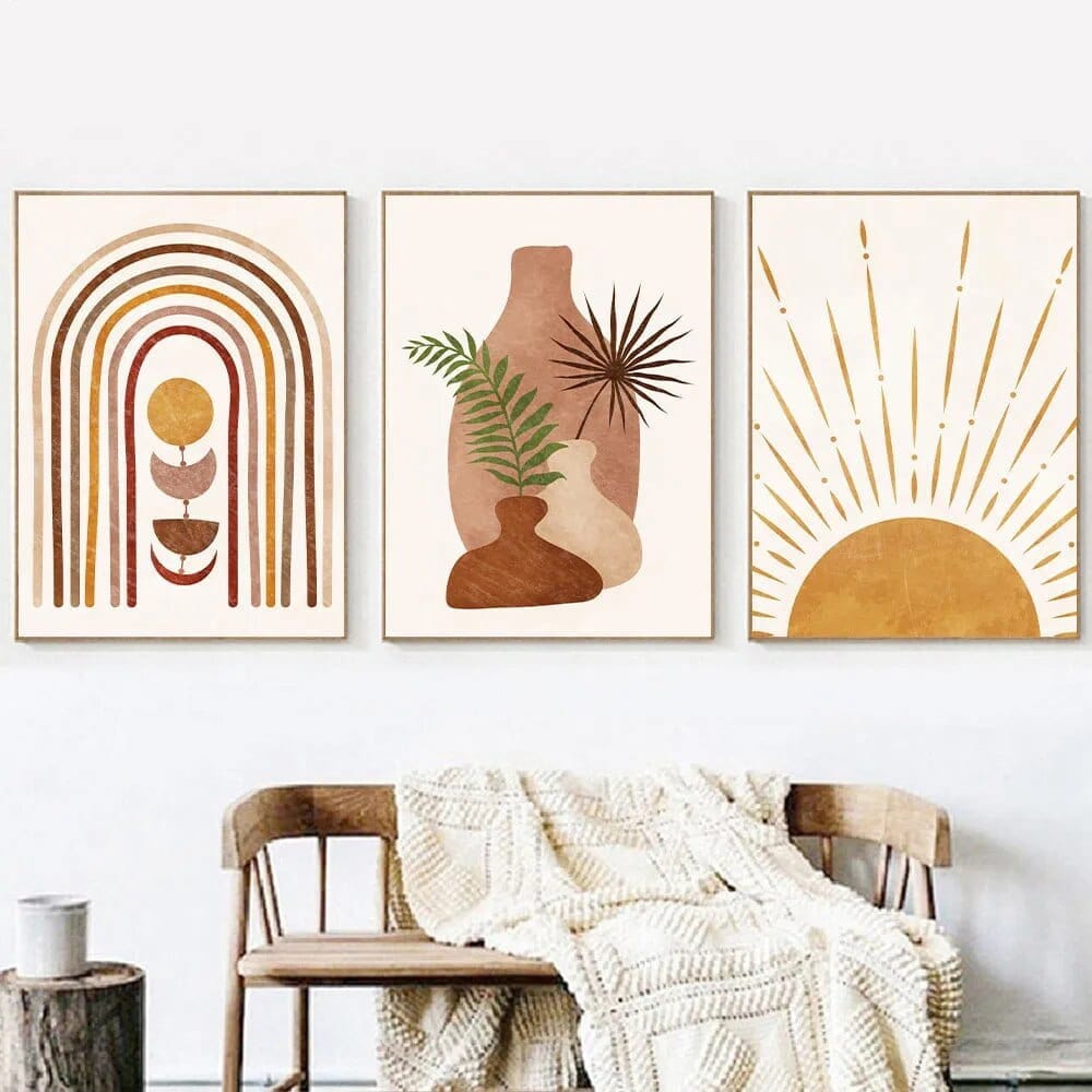 wickedafstore Modern Sun Art Geometric Abstract Wall Posters