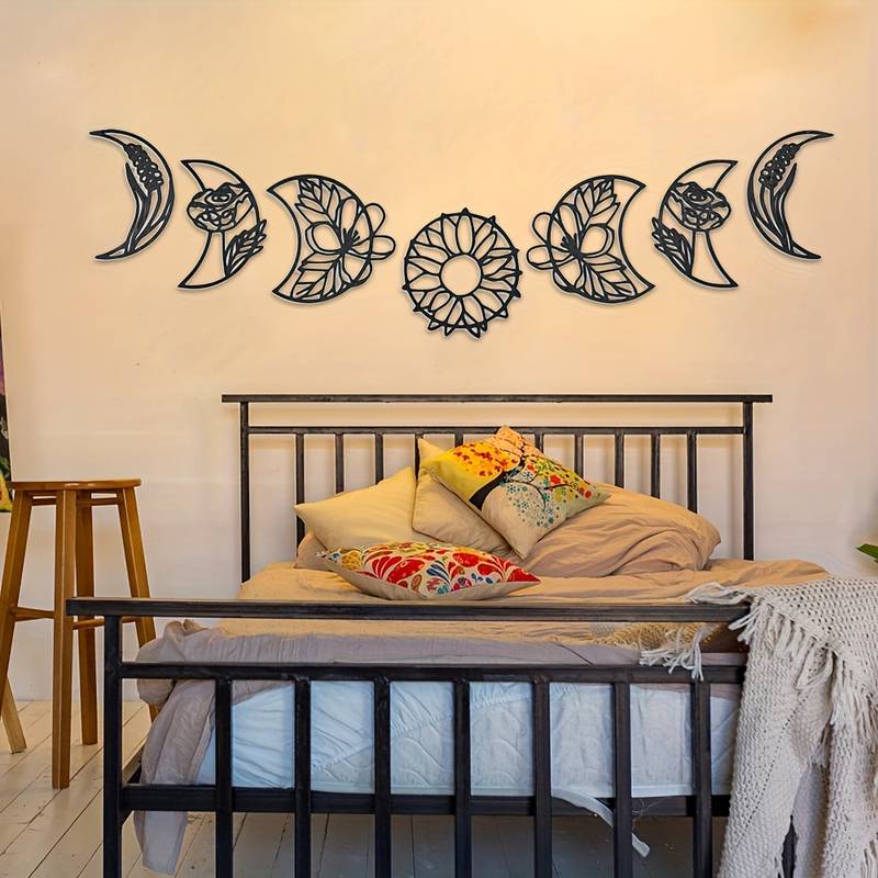 Moon phase wall hanging, Moon phases wall art, Boho crescent moon decor, Moon popular ph