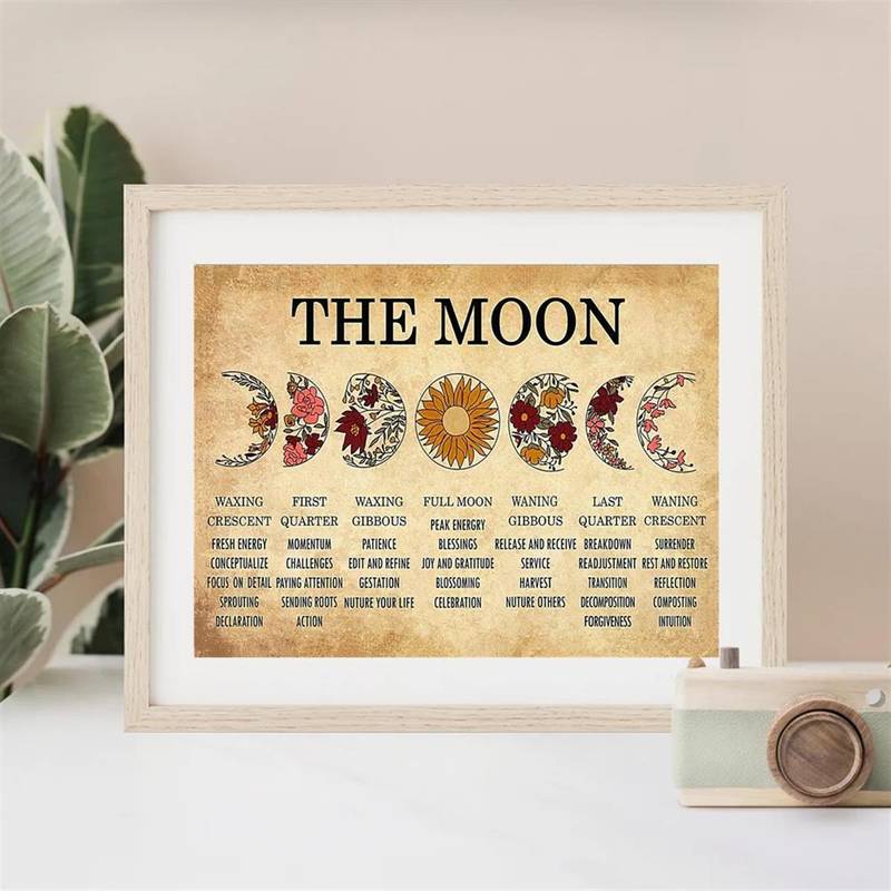 wickedafstore Moon Phase Chart Poster