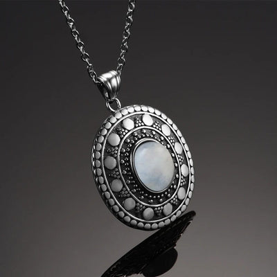 wickedafstore Natural Moonstone Sterling Silver Necklace