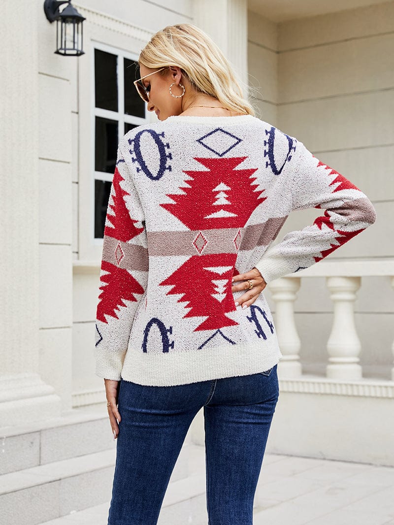 wickedafstore Niamh Aztec Pattern Sweater