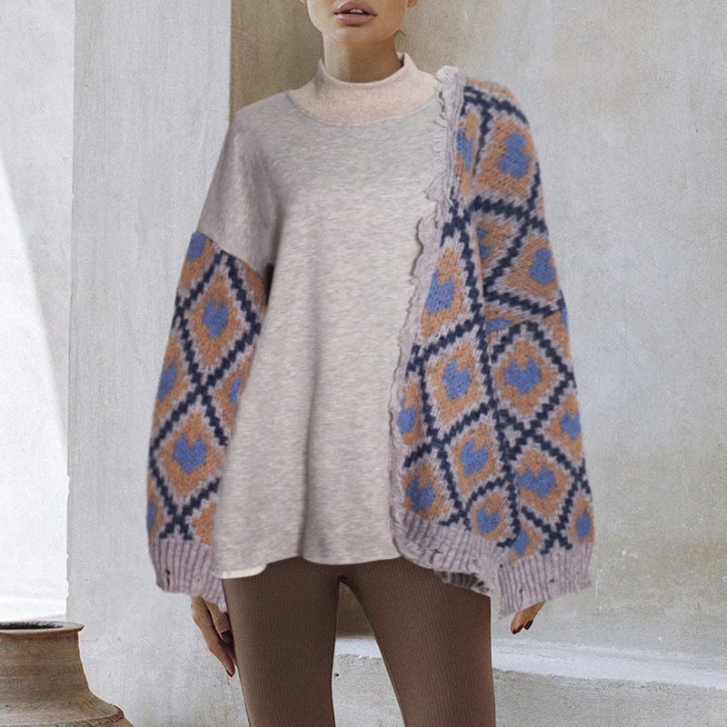 wickedafstore One Size / Gray Emberlyn Geometric Pullover Sweater