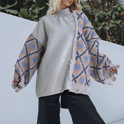 wickedafstore One Size / Gray Emberlyn Geometric Pullover Sweater