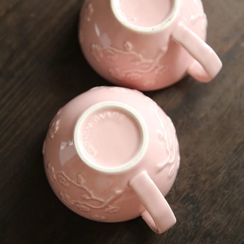 wickedafstore Peach Blossom Ceramic Coffee Mugs