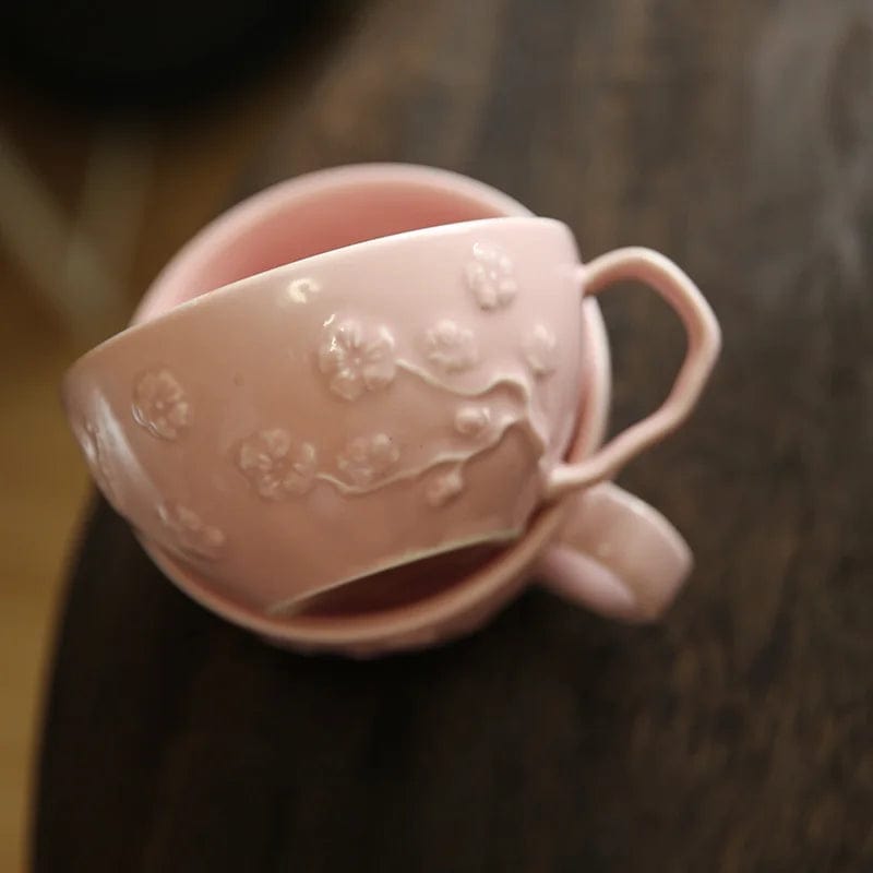 wickedafstore Peach Blossom Ceramic Coffee Mugs