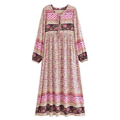 wickedafstore Pink / S Emery Floral Maxi Dress