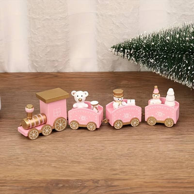 wickedafstore Pink Wooden Christmas Train Decoration