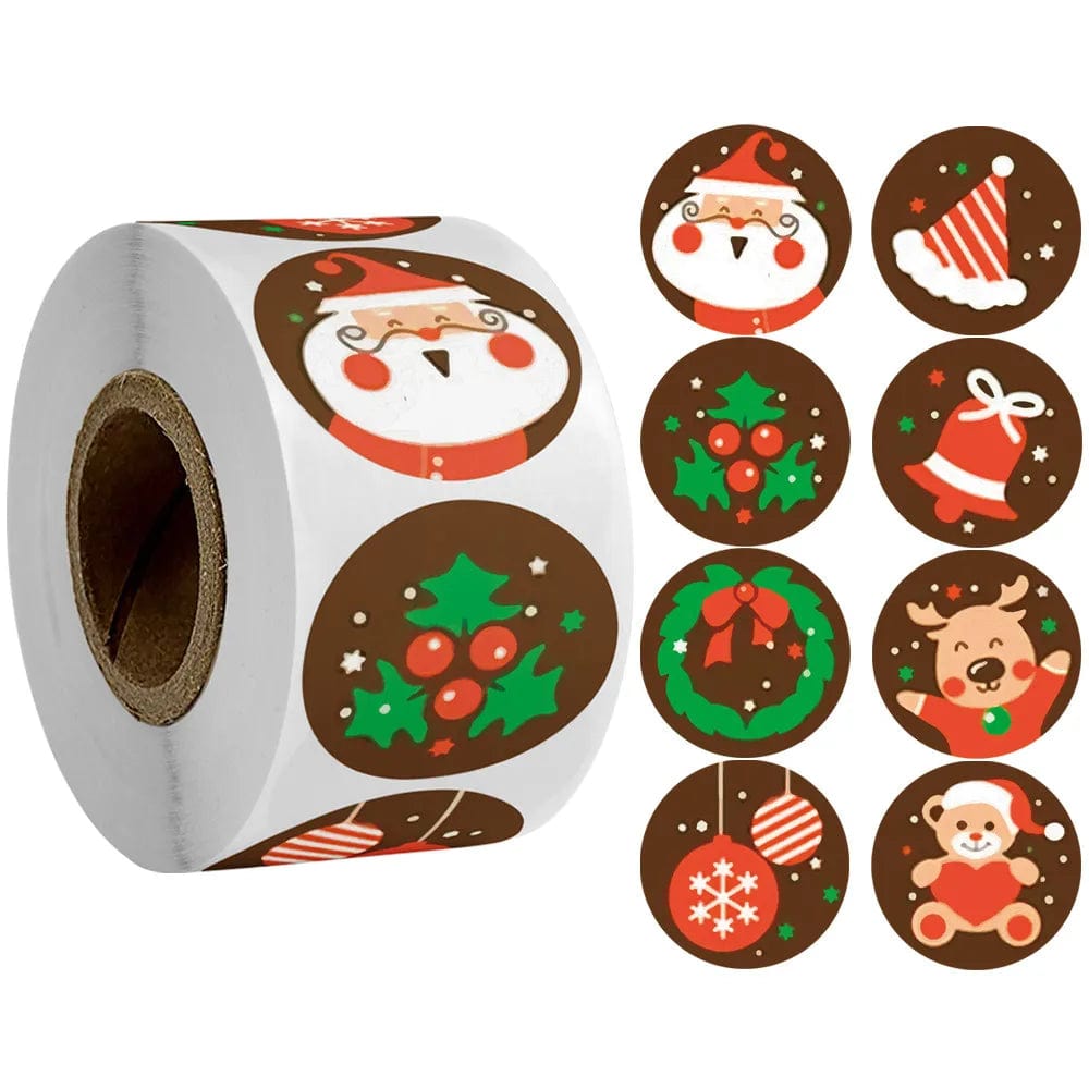 wickedafstore QY691-100pcs Christmas Stickers Roll