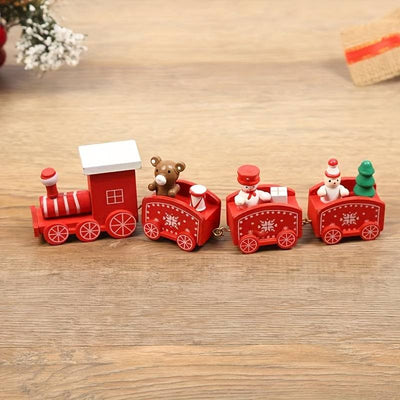 wickedafstore Red Wooden Christmas Train Decoration