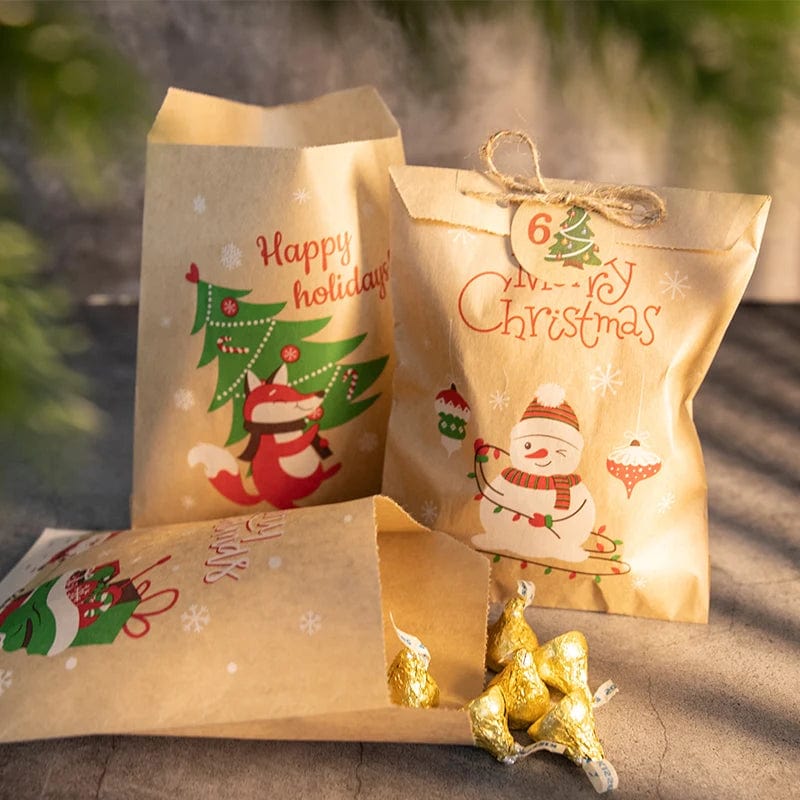 wickedafstore Retro Christmas Kraft Paper Bags