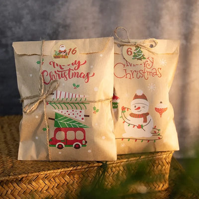 wickedafstore Retro Christmas Kraft Paper Bags