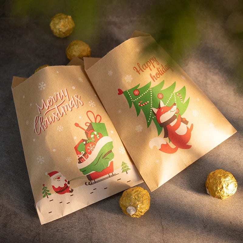 wickedafstore Retro Christmas Kraft Paper Bags