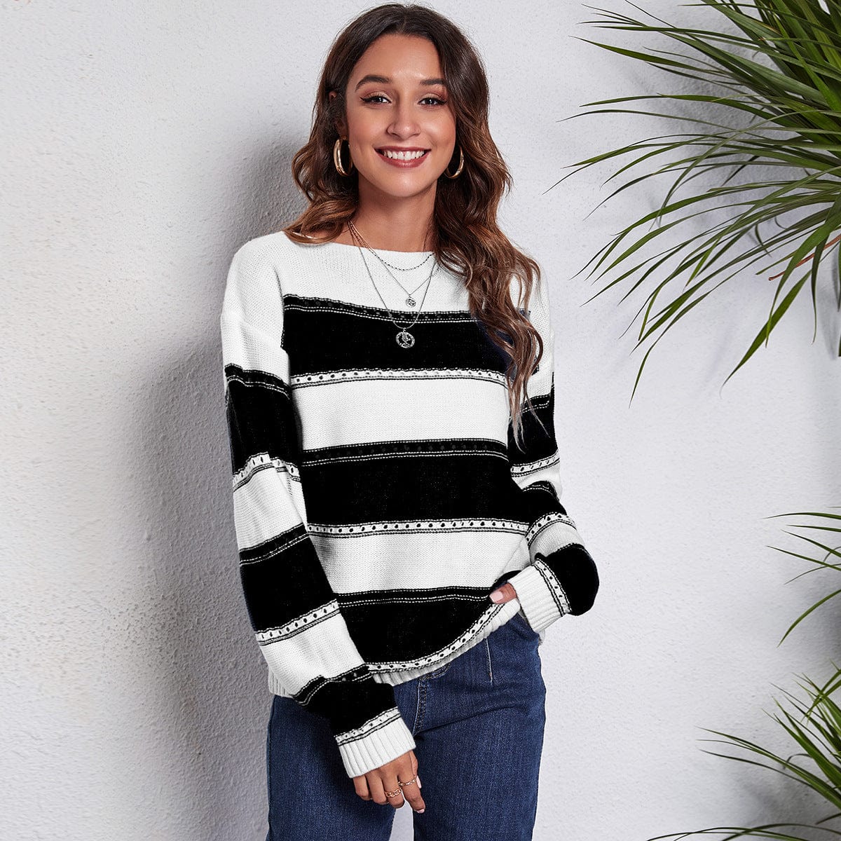 wickedafstore S / Black Rowan Off Shoulder Striped Sweater