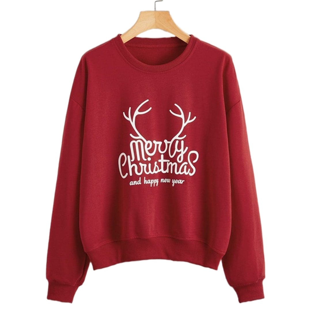 wickedafstore S / Burgundy Merry Christmas Oversized Sweatshirt