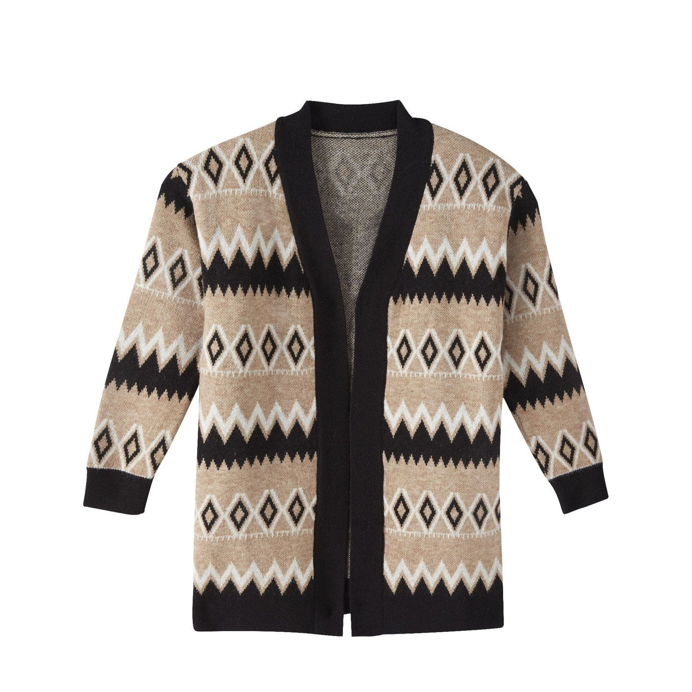 wickedafstore S / Khaki Claire Geometric Print Cardigan