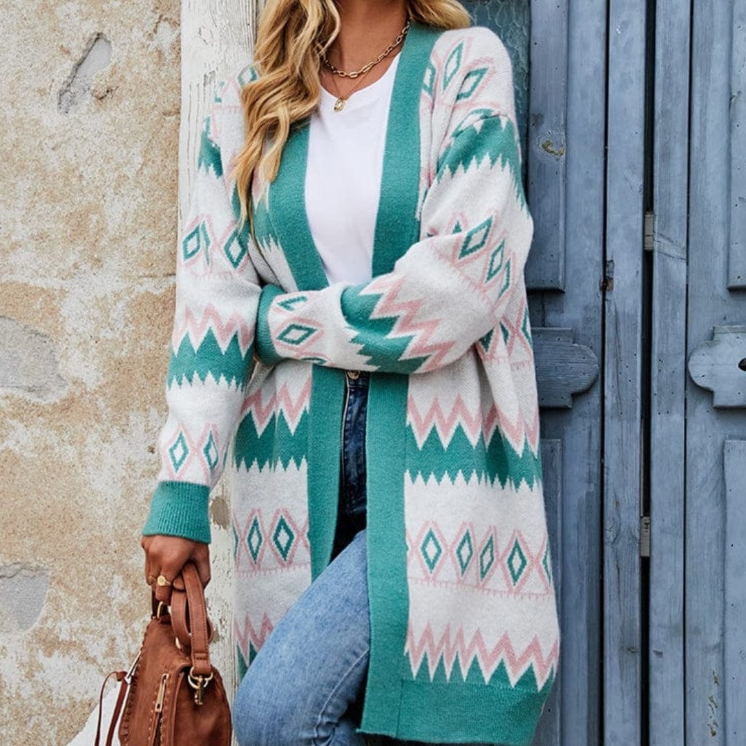 wickedafstore S / Mint Claire Geometric Print Cardigan