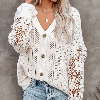 wickedafstore S / White Moama White Lace Crochet Cardigan