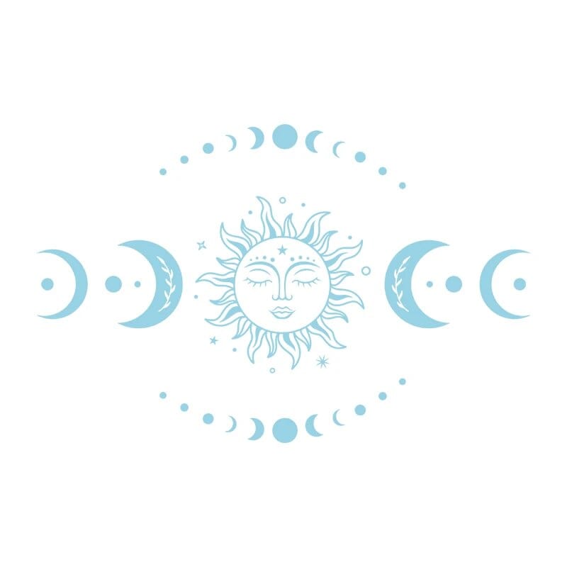 wickedafstore Sky Blue / S Mystical Sun and Moon Wall Stickers