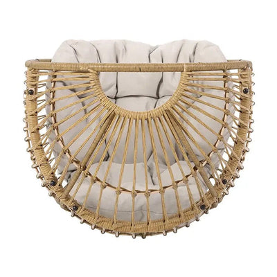 wickedafstore Swivel Egg Chair Rattan Outdoor Chair with Cushion