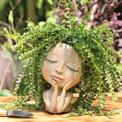 wickedafstore Thoughtful Lady Planter