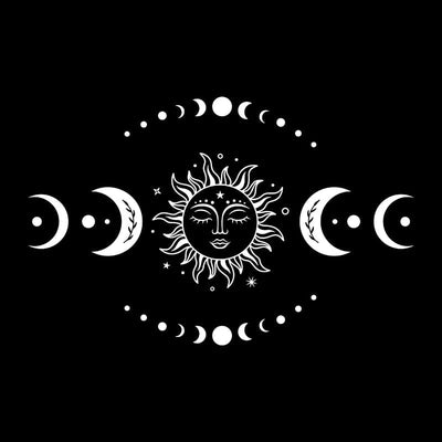wickedafstore White / 56x36 cm Mystical Sun and Moon Wall Decals Magic Celestial Moon Phase Decal for Bedroom Living Room Home Mural Vinyl Sticker Decoration