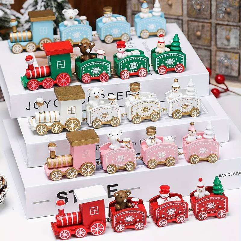 wickedafstore Wooden Christmas Train Decoration