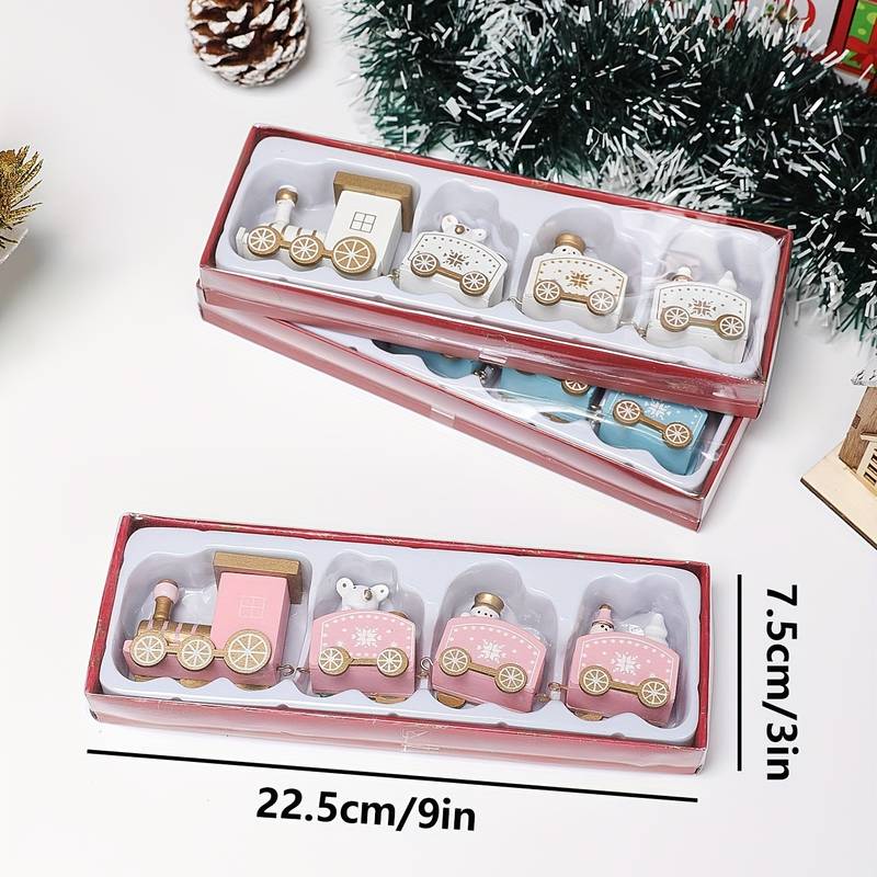 wickedafstore Wooden Christmas Train Decoration