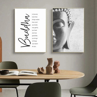 wickedafstore Zen Buddha Head Statue Canvas Painting Motivational Quostes Posters and Prints Wall Art Pictures for Living Room Home Decoration